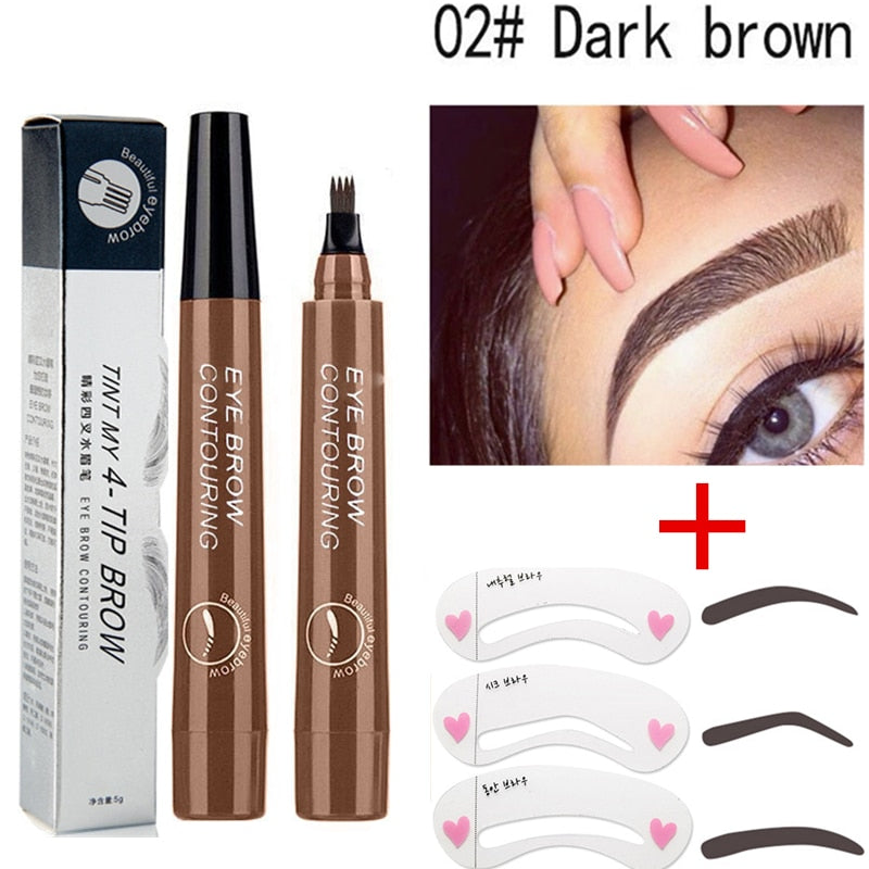 Lápiz de cejas de cuatro puntas de 5 colores, cepillo de cejas, líquido dividido, resistente al agua, lápiz potenciador de cejas de larga duración, sombra de cejas