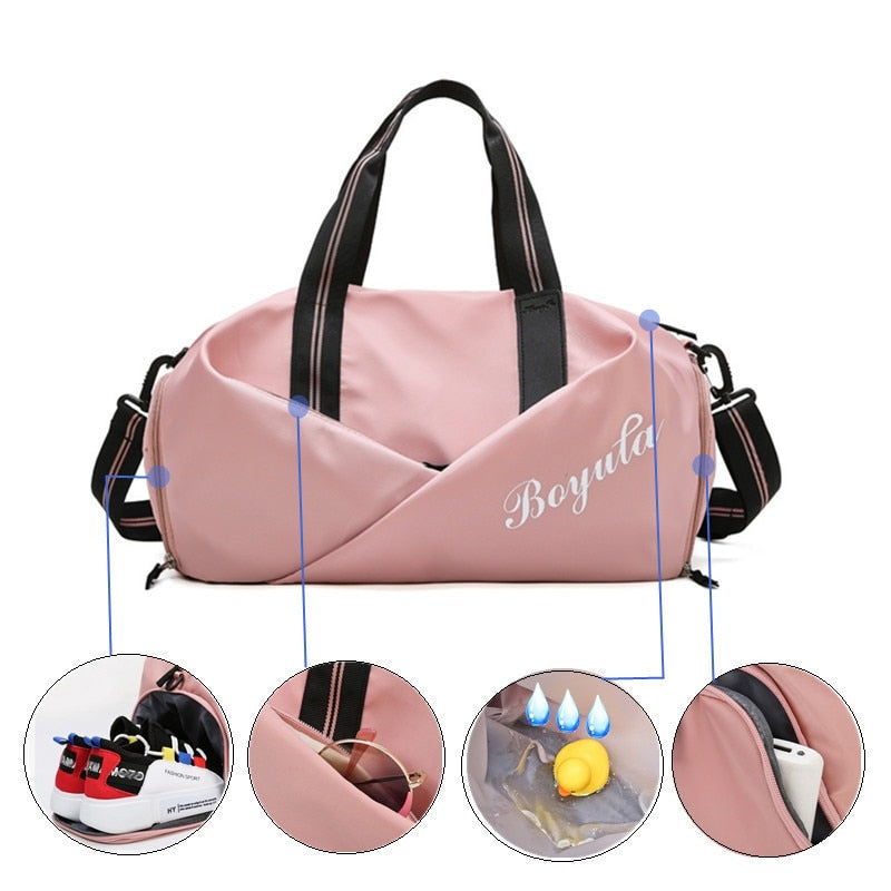 Bolsa De gimnasio para mujer, bolso deportivo para Fitness, Bolsas De entrenamiento para zapatos, esterilla De Yoga seca y húmeda para mujer, mochila deportiva