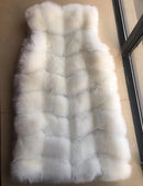 Faux Fur Coat Winter Women 2022 Fashion Casual Warm Slim Sleeveless Long Faux Fox Fur Vest Winter Pockets Jacket Women 5XL
