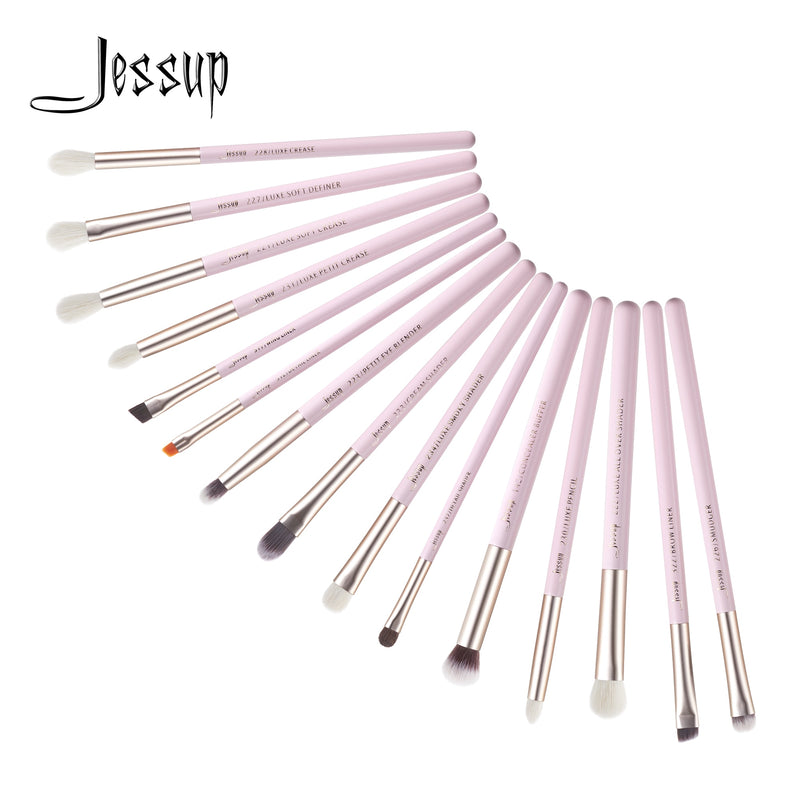 Jessup Make-up-Pinsel-Set, 15-teilig, Augen-Make-up-Pinsel, Lidschatten, Augenbrauen-Liner, Blending, Concealer, Kosmetik-Tool-Kits, Ziegenhaar