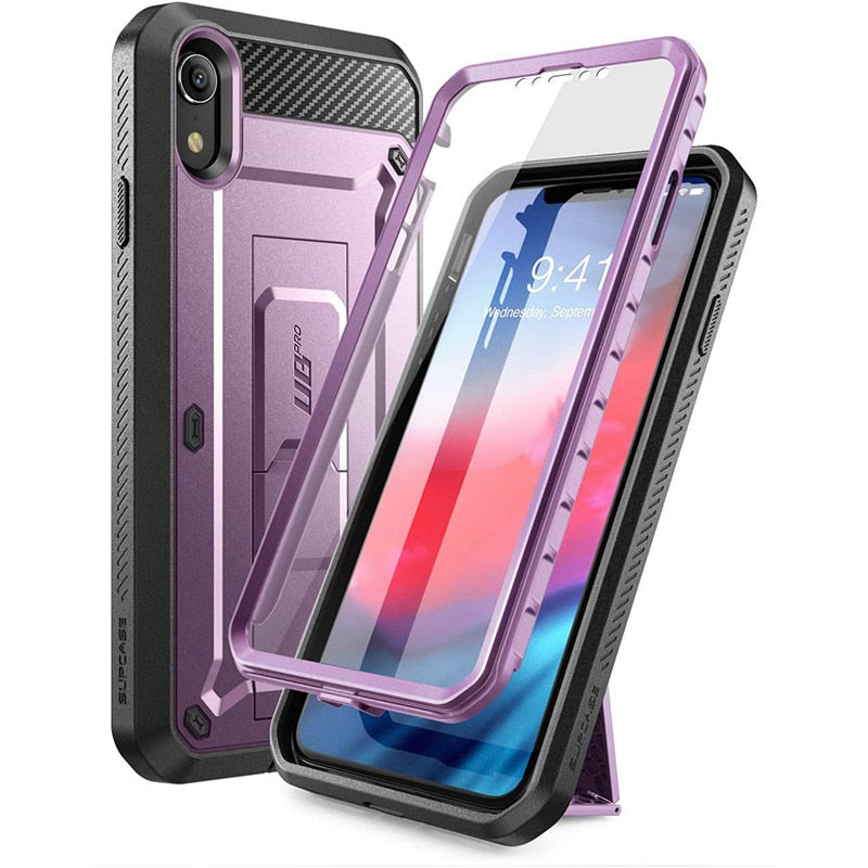 SUPCASE For iPhone XR Case 6.1 inch UB Pro Full-Body Rugged Holster Phone Case Cover with Built-in Screen Protector &amp; Kickstand