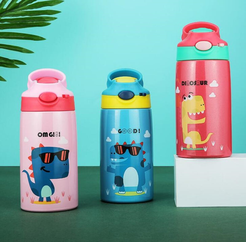 Hot Sales  Cute Children Powdered Milk Kettle Cartoon Stainless Steel 316 Straw Thermos Flasks Baby&