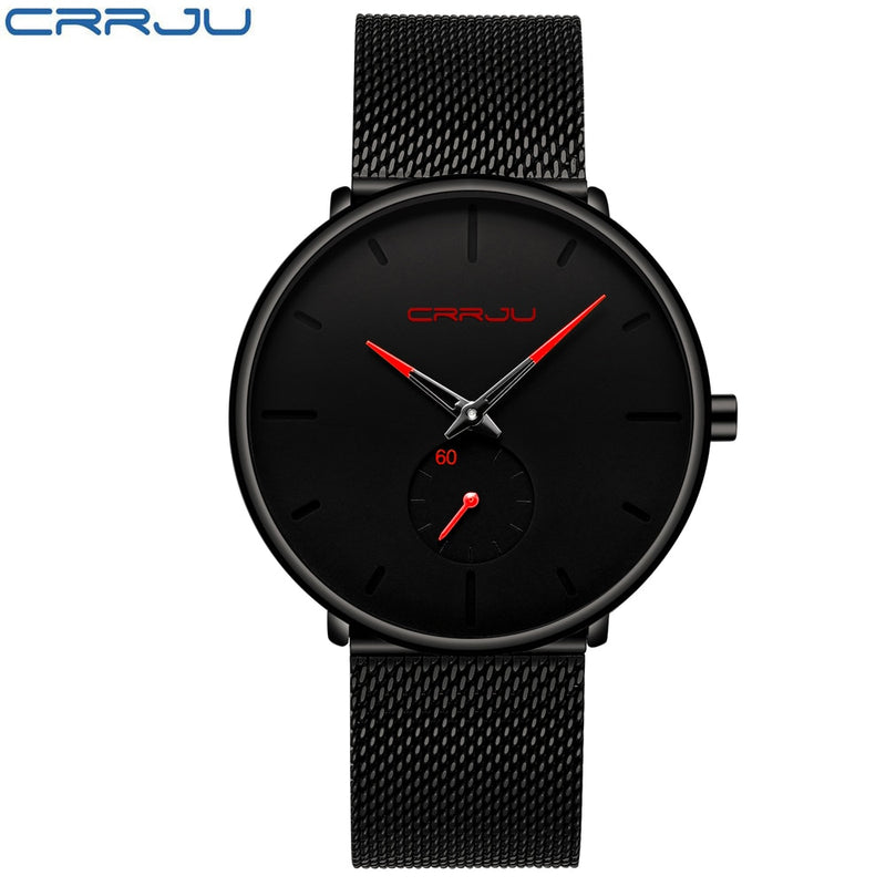 CRRJU Fashion Blue Men Watch Top Luxury Brand Minimalist Ultra-thin Quartz Watch Casual Waterproof Clock Relogio Masculino