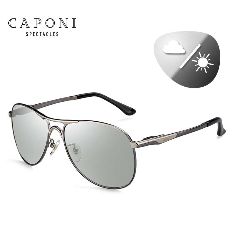 CAPONI Driving Photochromic High Quality Sunglasses Polarized Classic Brand Sun Glasses for Men oculos de sol masculino BS8722