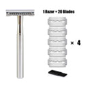 HAWARD Double Edge Safety Razor For Men&Women Classic Manual Metal Shaving Razor With 20 Shaving Blades Reusable&Plastic Free