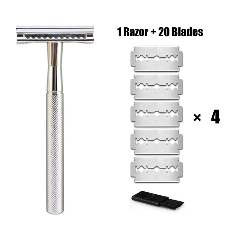 HAWARD Double Edge Safety Razor For Men&Women Classic Manual Metal Shaving Razor With 20 Shaving Blades Reusable&Plastic Free