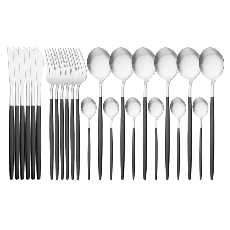 24 Stücke Gold Matt Geschirr Besteck Set Edelstahl Besteck Set Dinner Kniffe Gabel Löffel Besteck Set Küchengeschirr