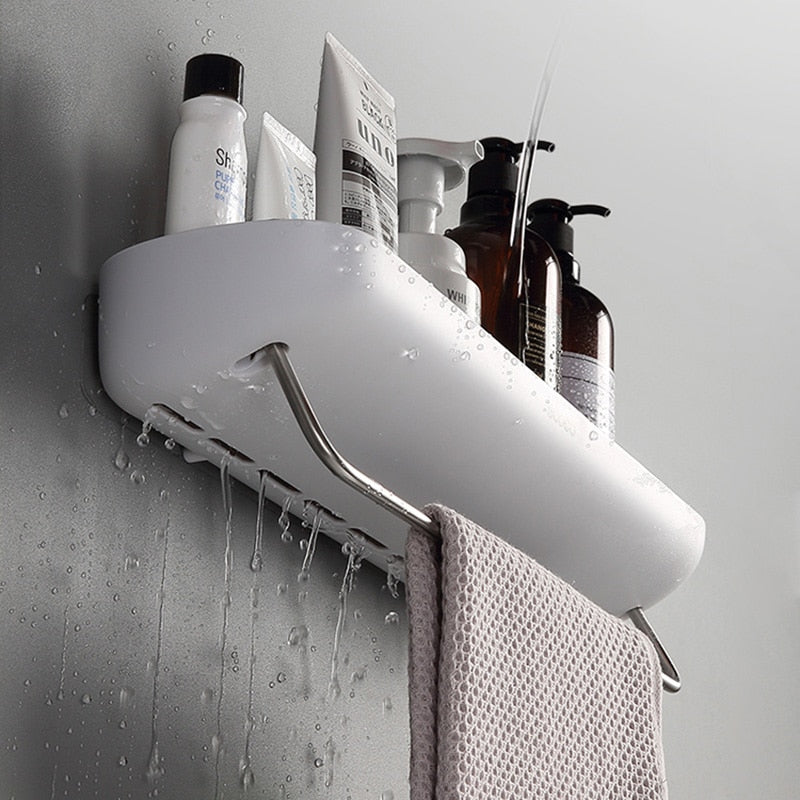 Punch-Free Bathroom Organizer Shelf Shampoo Shower Storage Rack Bath kitchen Towel Holder Household Items Bathroom Accessories