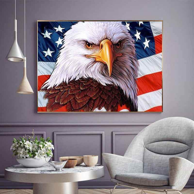 Huacan 5d Diamond Painting Kits Full American Flag Embroidery Eagle Mosaic Farmhouse Home Decor Handmade Gift