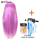 Mannequin Head With 100% High Temperature Fiber Hair 65cm Bride Hairdressing Training Wig Head With Stand Cosmetology Doll Head