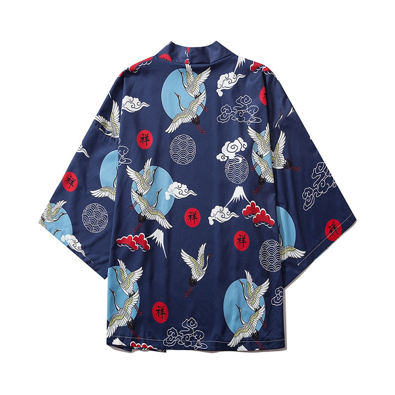 Bebovizi, ropa de estilo japonés, ropa de calle de verano para hombre, Kimono con estampado de gato, cárdigan, bata mandarina, Kimonos de tendencia japonesa Unisex para hombre