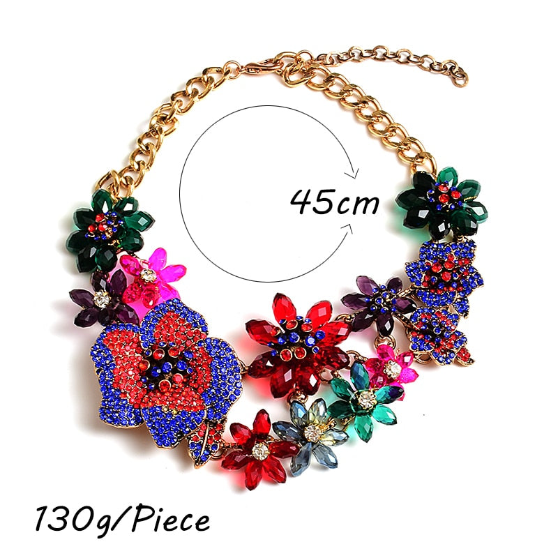 Statement Premium Necklace Accessories High-quality Handmade Fashion Colorful Crystals Rhinestones Necklaces Jewelry For Women