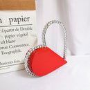 Diamond Red Heart Evening Clutch Bags Women Designer Chic Rhinestone Acrylic Handle Black Purse For Wedding Party Sac A Main