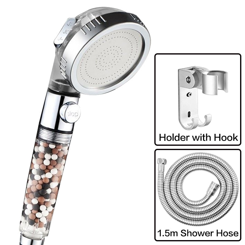 FOHEEL Shower Head Adjustable 3 Mode Shower Head Hand Shower High Pressure Water Saving One Button To Stop Water Shower Heads