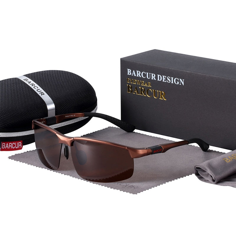 BARCUR Aluminium Magnisium Sport Sonnenbrille Polarisierte Leichte Autofahrerbrille Herren Damen