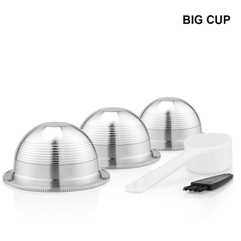 ICafilas BIG & Small CUP Espresso Capsulas ReusableNespresso Vertuoline & Vertuo Stainless Steel Refillable Coffee Filter  Pods