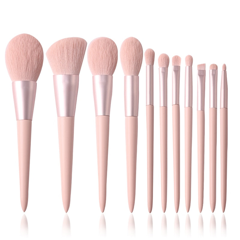 BEILI-brochas de Maquillaje rosa, 11 Uds., juego de brochas de Maquillaje de belleza cosmética para colorete, base, pestañas, sombra de ojos, brochas de Maquillaje