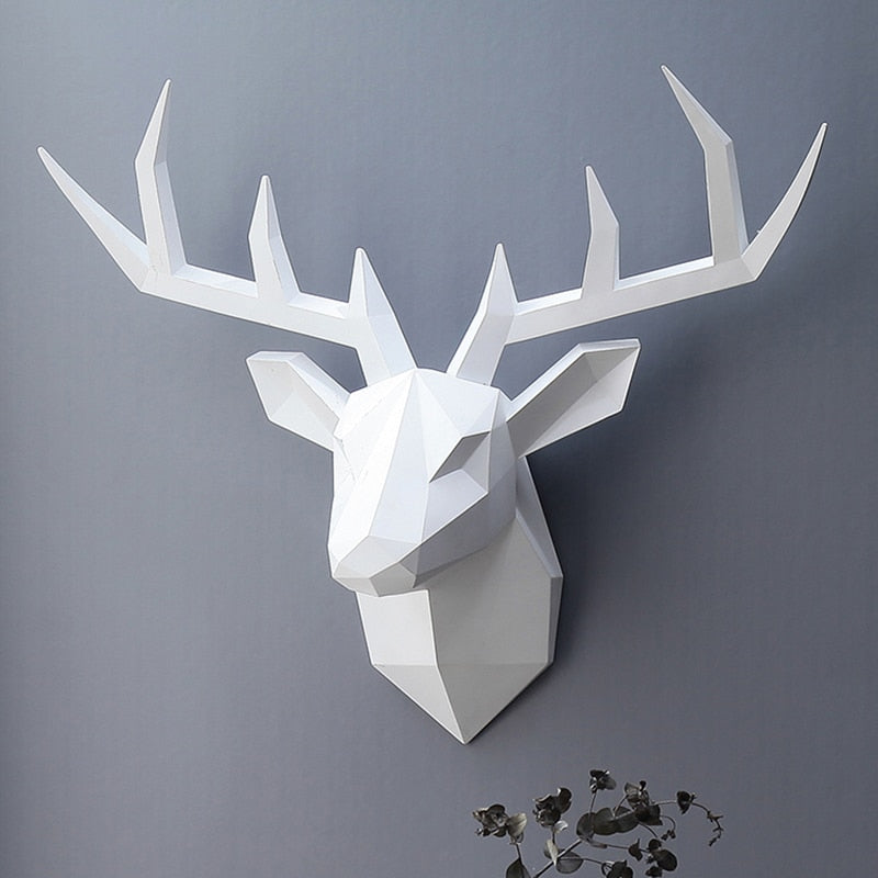 3D Animal Head Wall Hanging Decoration Animal Figurine Living Room Wall Decor Decorative Deer Sculpture Home Interior Decoration