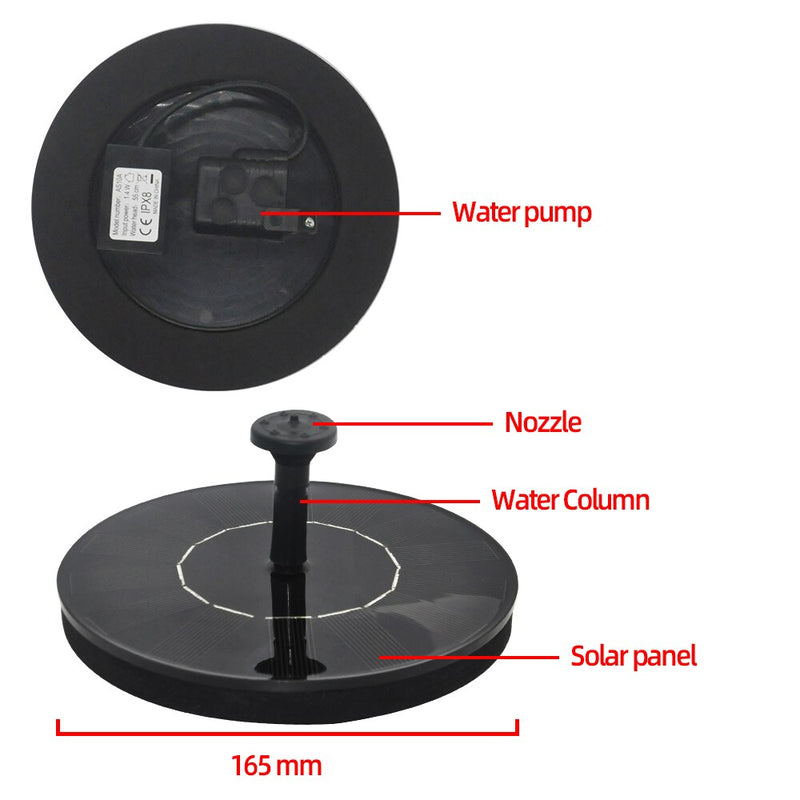 Fuente Solar de 1,4 W y 7 V, bomba de fuente con energía Solar redonda, fuente de agua Solar para jardín, piscina, Panel Solar, fuente flotante