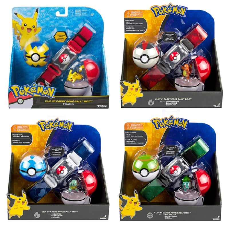 TOMY Pokemon Genuine  Elf Ball Belt Pikachu Pokeball Pocket Monster Variant ModelToy Set cosplay Action Figure Model Kids Toy