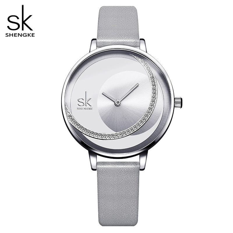 Shengke Crystal Damenuhr Luxusmarke Damenuhren Original Design Quarz Armbanduhren Kreative Uhr für Frauen