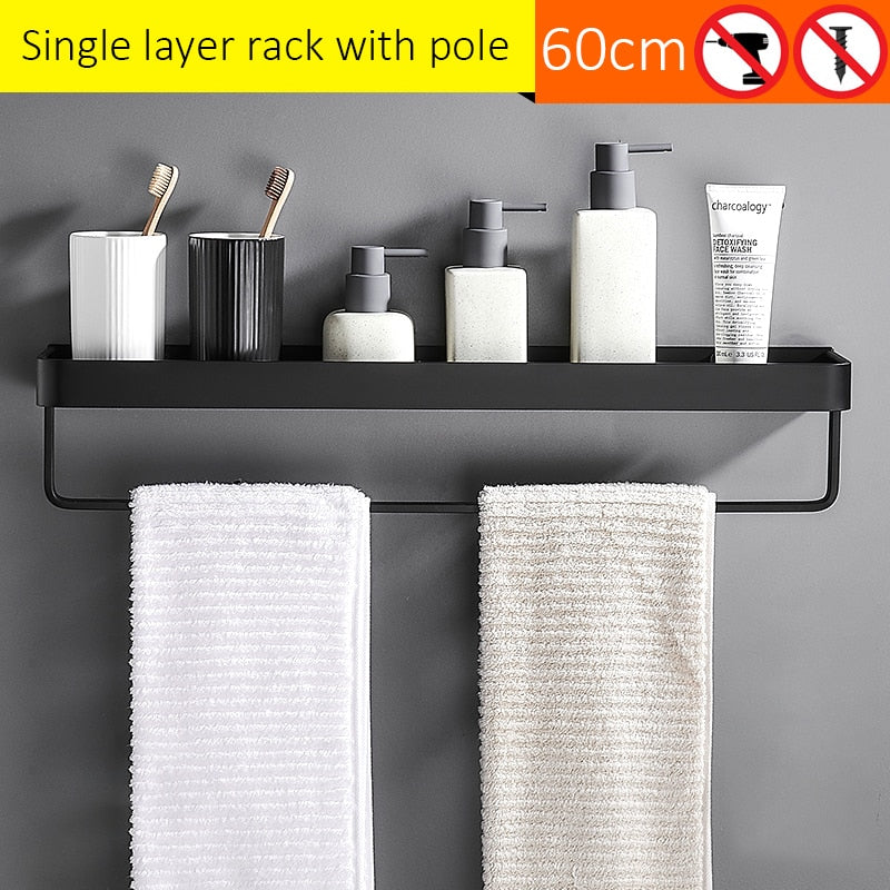 Black Bath Shelves Bathroom Shelf Organizer Nail-free Shampoo Holder Shelves  Storage Shelf Rack Bathroom Basket Holder EL1018