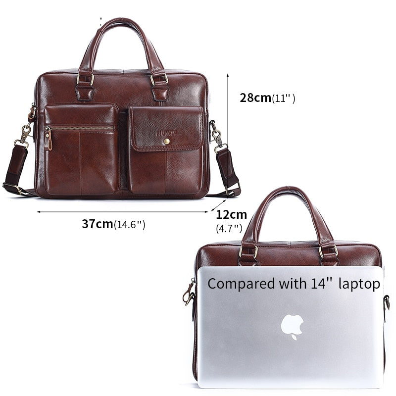 Men Genuine Leather Handbag Large Business Travel Messenger Bag Male Leather Laptop Bag Men&