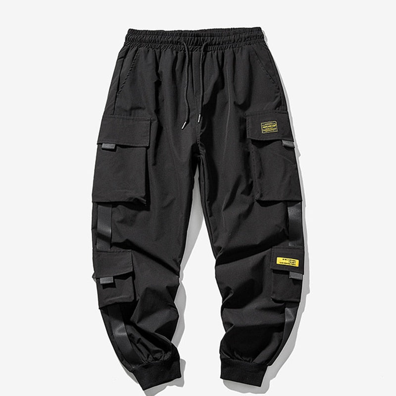 Pantalones Cargo negros para hombre, ropa informal estilo Hip Hop, pantalones bombachos para correr, pantalones de chándal Harajuku informales para hombre, novedad de verano 2021, pantalones para hombre