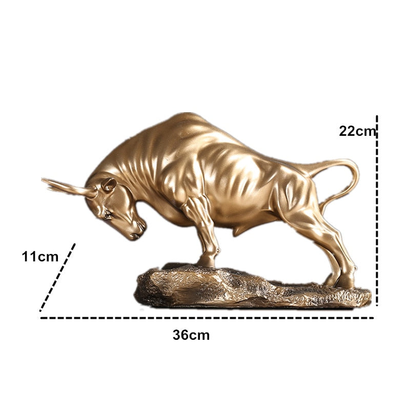 VILEAD 36cm Wall Street Bull Statue Resin Office Decoration Animal Crafts Wealth Statue Living Room Decoration Sculpture  Gifts