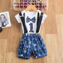 Baby Boy 1 Year First Birthday Clothes Set Romper Suspender Short Pants Toddler Outfits Gentleman Tie Overalls Summer Bodysuits