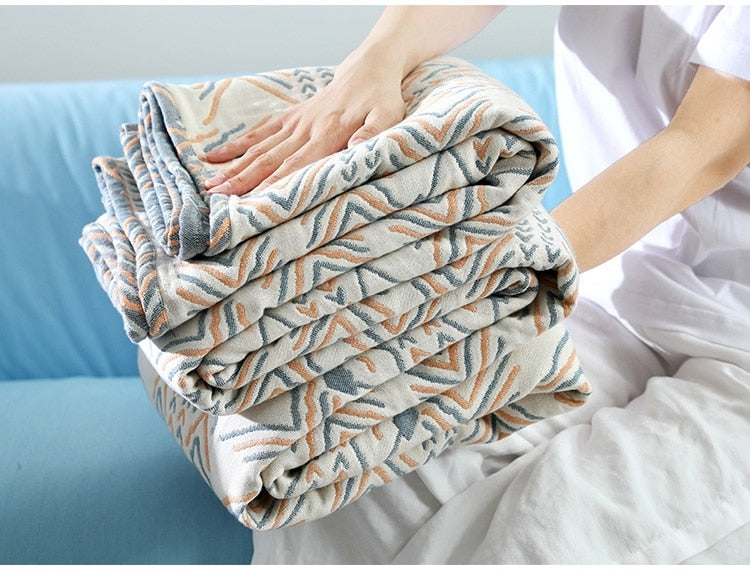 Junwell 100% Cotton Muslin Summer Blanket Bed Sofa Travel Breathable Chic Bohemia Large Soft Throw Blanket Para Blanket