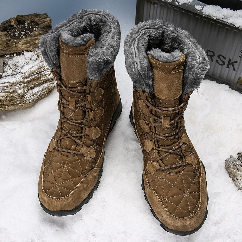 Super Warm Winter Men Snow Boots Outdoor Suede Leather Boots Men Winter Shoes Man High Mid-Calf Keep Warm Botas Hombre