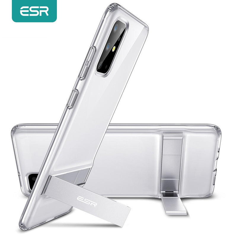 ESR Phone Case for Samsung Galaxy S22 Ultra Case S20 Plus S21 Ultra Metal Kickstand TPU Bumper Stand Cover for S20 Case Clear