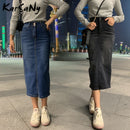 KarSaNy Denim Rock Lange Gerade Röcke Damen Sommer Blau Vintage Rock Jeans Damen Denim Lange Röcke Für Damen Sommer 2021