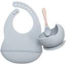 BPA Free Baby Silicone Tableware Waterproof Bib Flexible Saliva Towel Solid Color Sucker Bowl And Spoon For Children