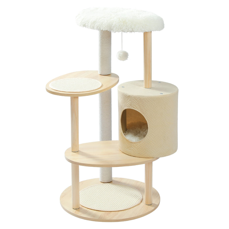 Árbol de gato de lujo, marco de escalada grande, poste de rascado multicapa, árbol de gato de Sisal resistente con bola colgante, patio de juegos Kittern