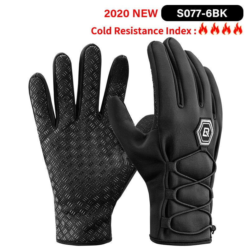 ROCKBROS Winter -40 Degree Cycling Gloves Waterproof Fleece Keep Warm Glove Touch Screen Gloves for Bicycle Moto Skiing Hiking