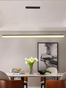 LED Chandelier Black / Coffee / Gold Modern Simple Study Long Pendant Lamp Dining Room Office Bar Restaurant Deco Hanging Light