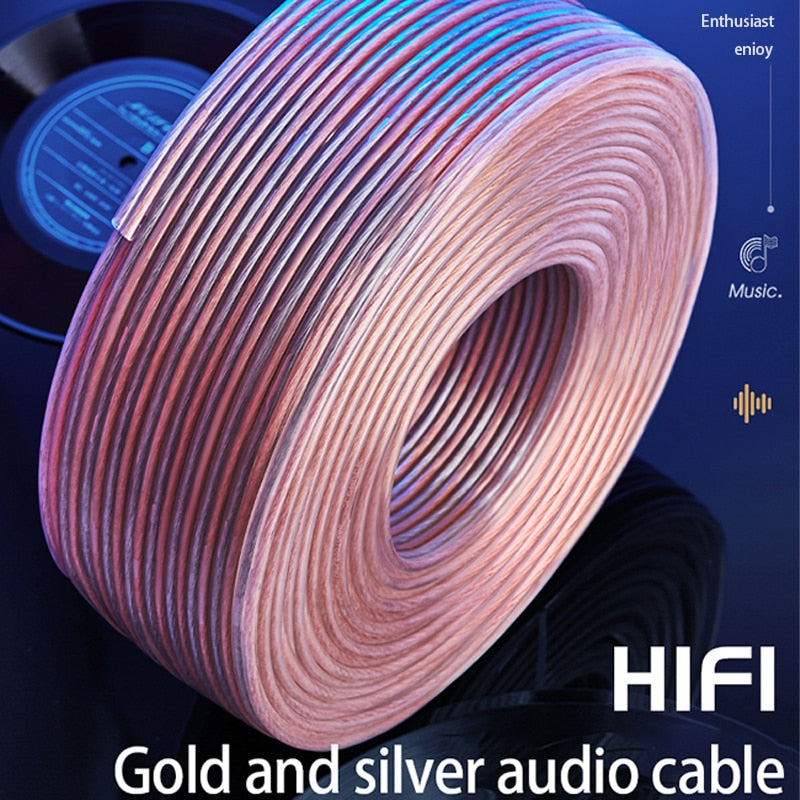 HUALIWEN DIY HIFI Audio Cable Oxygen Free Pure Copper Speaker Cable For Car Audio Home Theater Audio Wire Soft Touch Cable