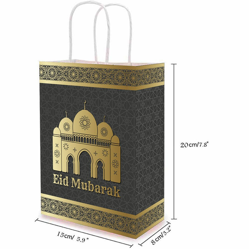 10/20/50pcs Muslim Eid Mubarak Goldene Tragetaschen Gedenkgeschenk Verpackung Ramadan Kraftpapiertüte Party Supplies Geschenktüte