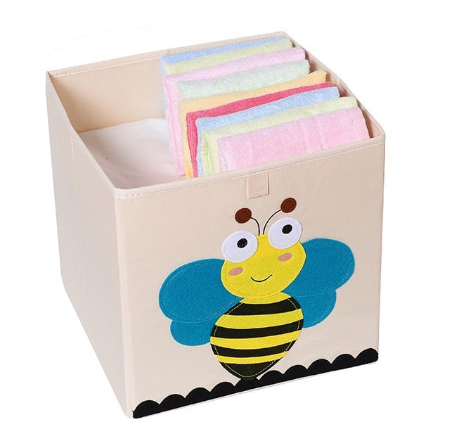 Caja de almacenamiento de cubo de animales bordado plegable de 13 pulgadas, tela Oxford, organizadores de juguetes para niños, contenedores, organizador de pecho para guardería infantil