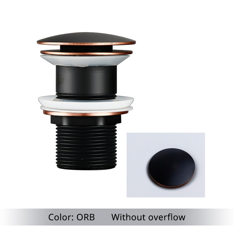 Bathroom Basin Sink Pop-Up Drain Waste Stopper Bathroom Faucet Accessories Solid Brass Material Black Chrome Rose Brushed Gold