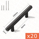 NAIERDI 20PCS Stainless Steel T Bar Furniture Handle Brushed Gold Kitchen Handle Black Cabinet Pull with Cuttable Bamboo Screw