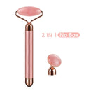 2 in 1 Electric Jade Roller Natural Rose Quartz Vibrating Massager Face Lift Slimming Wrinkle Removal Skin Tightening