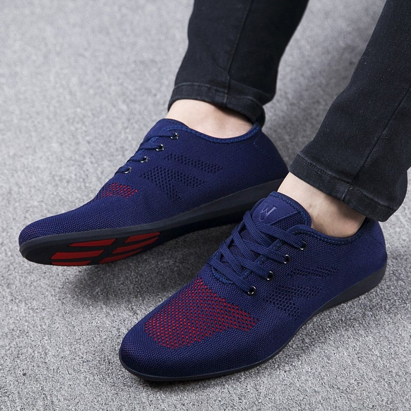 Zapatos de Hombre, zapatos informales transpirables para Hombre, Zapatillas de deporte bajas de malla con cordones, zapatos planos cómodos para Hombre, Zapatillas para Hombre