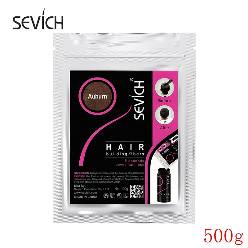 500g SEVICH Keratin Hair Fiber Human Hair Loss Treatment Care Color Thickening Styling Powder OEM Private Label Refill Bag