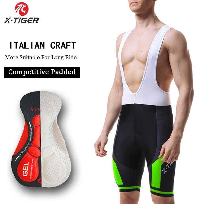 Pantalones cortos de Ciclismo X-TIGER Coolmax 5D Gel Pad a prueba de golpes MTB Road Bike Bibs Shorts Ropa Ciclismo pantalones cortos de bicicleta para hombres