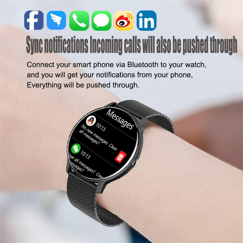 LIGE 2021 Neue Frauen Smart Watch Männer Voller Touchscreen Sport Fitness Uhr Wasserdicht Bluetooth Für Android ios Smartwatch Männer