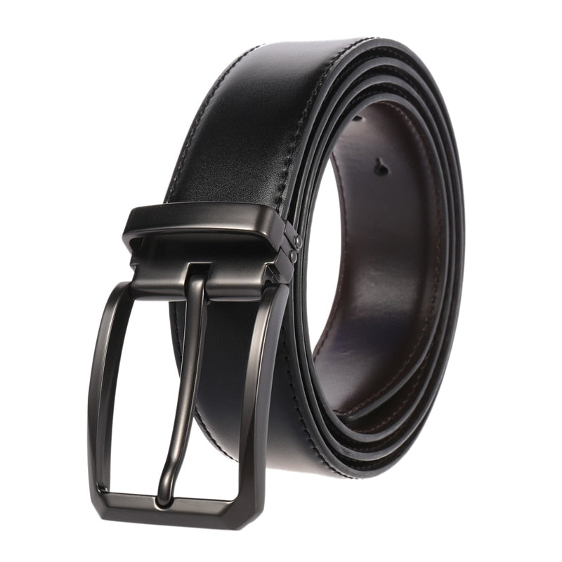 MEDYLA Genuine Leather For Men High Quality Black Buckle Jeans Belt Cowskin Casual Belts Business Belt Cowboy Waistband 3.5cm