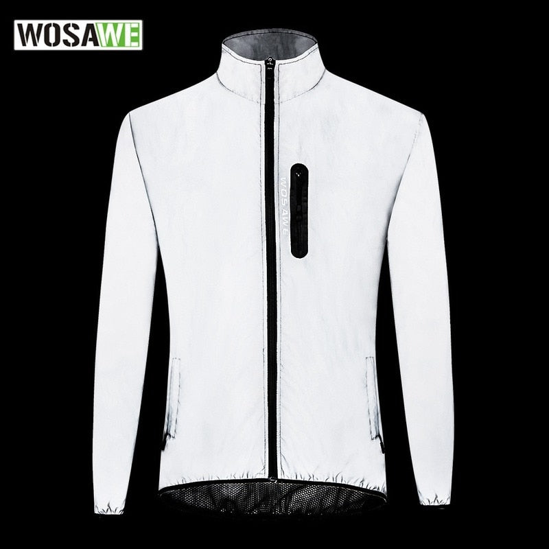 Chaqueta de ciclismo reflectante completa para hombre a prueba de viento impermeable para correr de noche ropa reflectante para montar en bicicleta MTB chaqueta